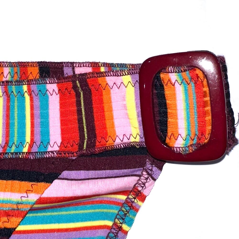 Becca Retro Colorful Striped Triangle Halter Buckle Bikini Swim Set Size Large - Picture 6 of 15